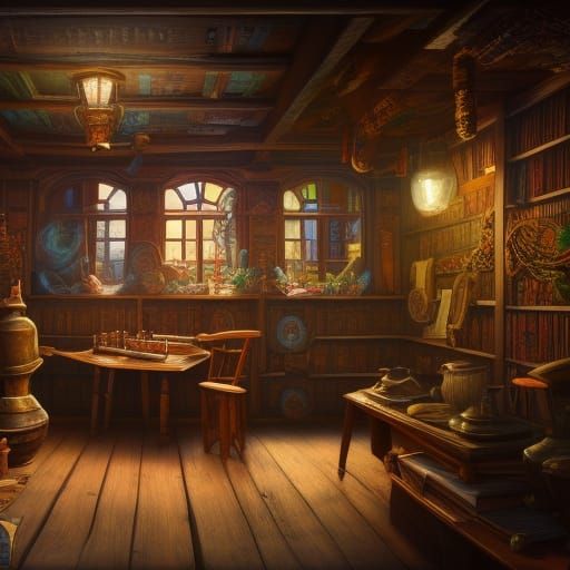 a tavern library - AI Generated Artwork - NightCafe Creator