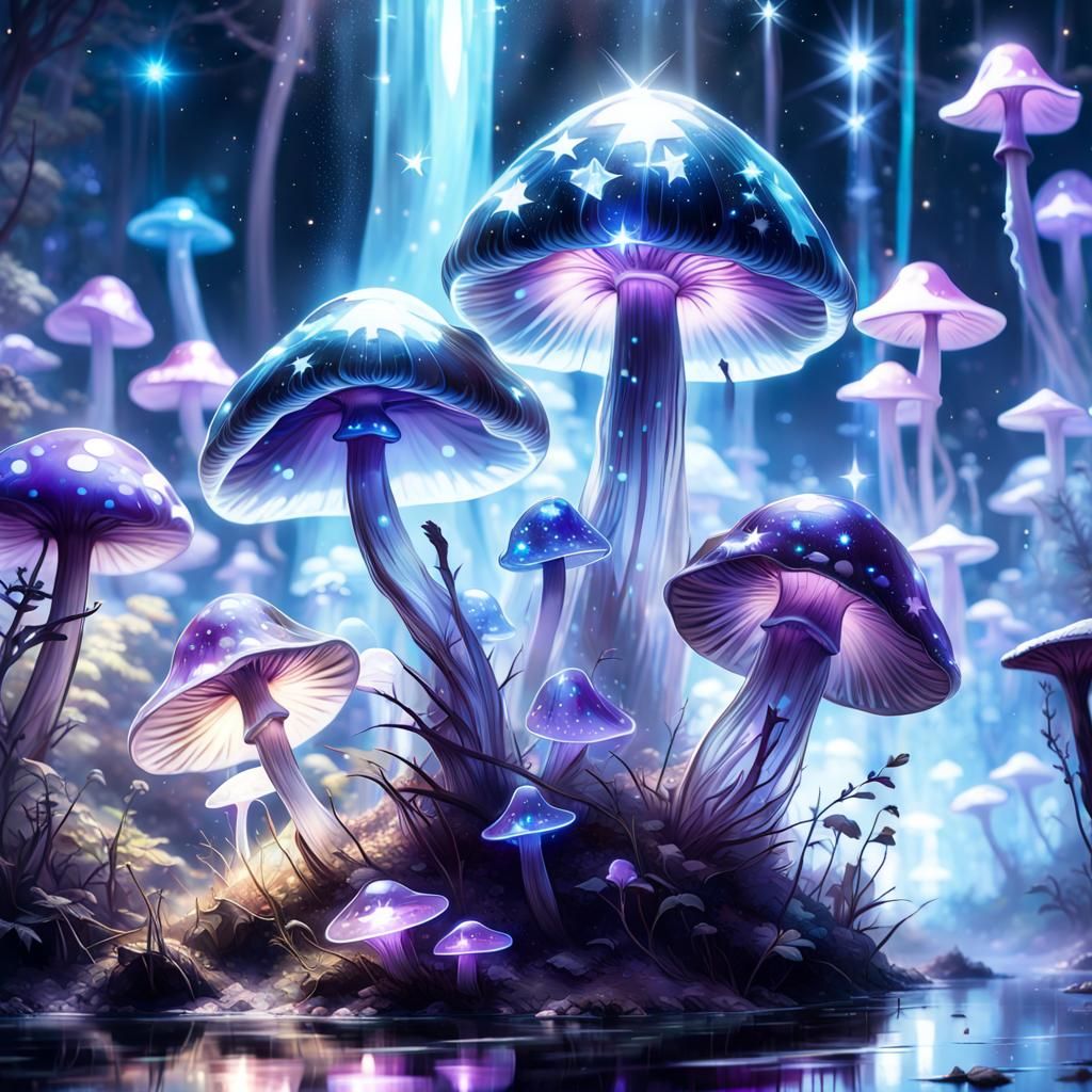 Starry diamond shrooms - AI Generated Artwork - NightCafe Creator