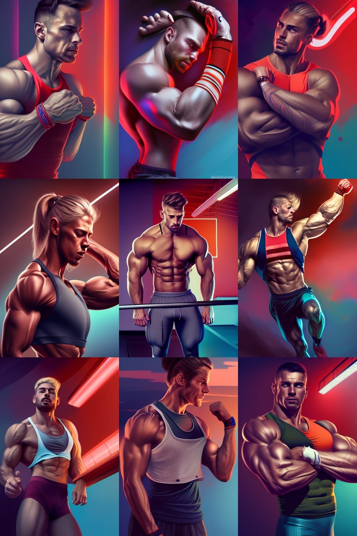 Muscular Anime Boy Physique (AI Generated Artwork) | Magnet