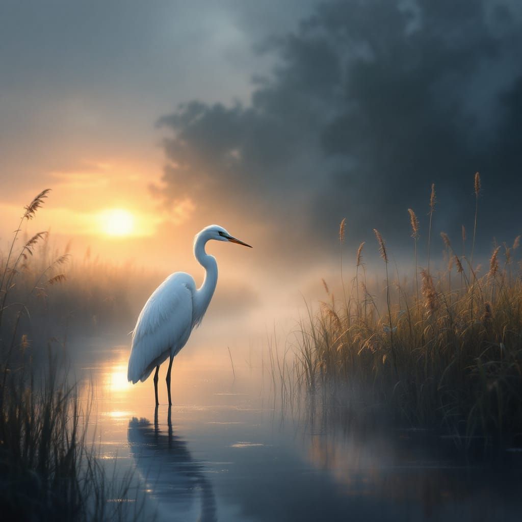 Lonely White Heron