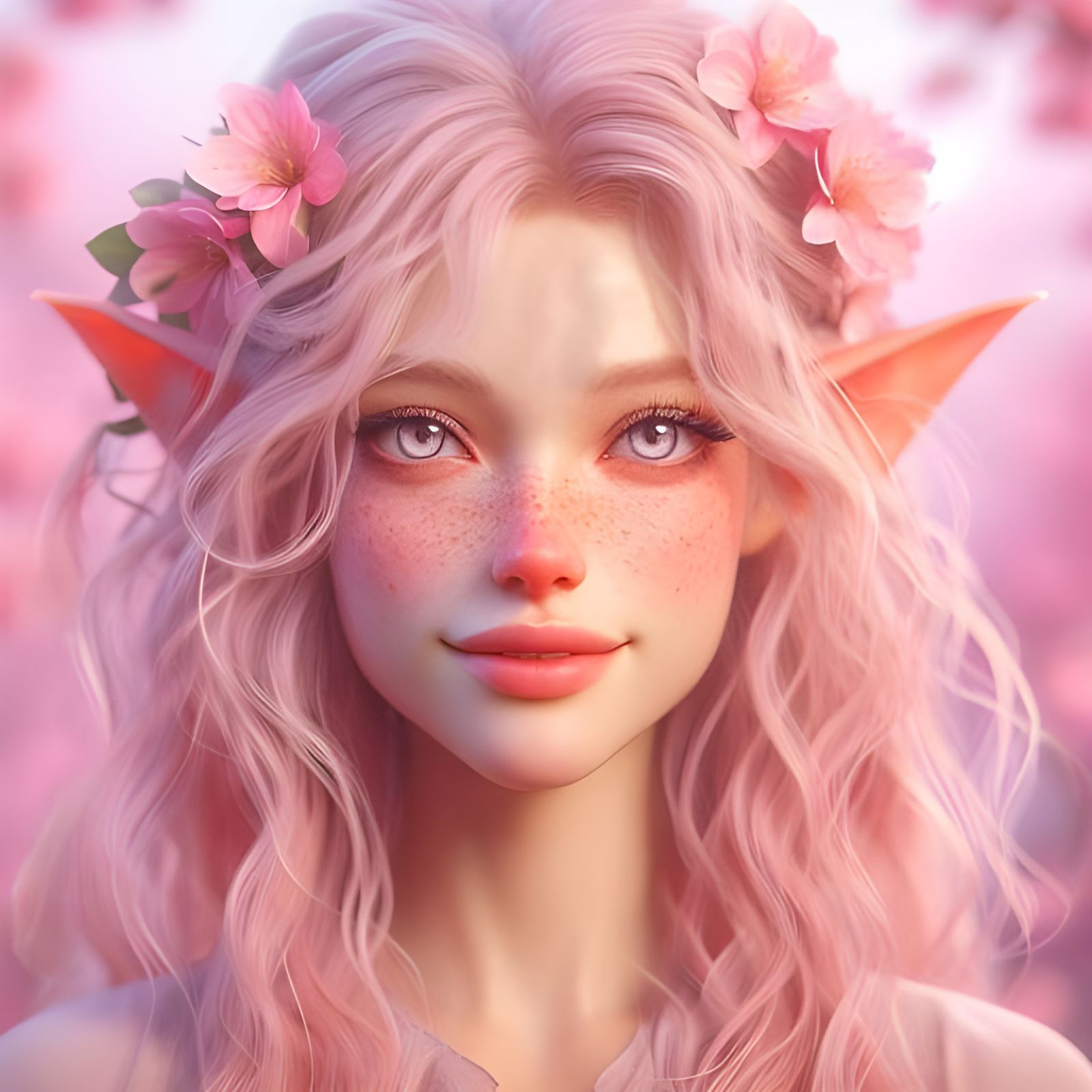 Pink Blossom Elf - AI Generated Artwork - NightCafe Creator