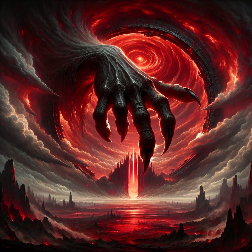 gigantic claw of a demon of higher dimensions of Hell. Come in the lower Hell dimension.