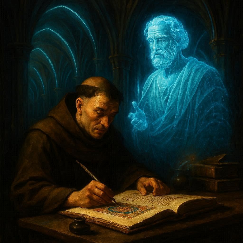 Medieval Monk meets AI Philosopher