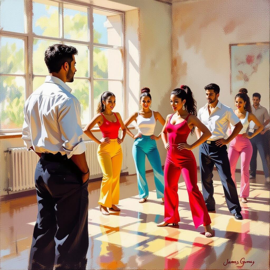 Salsa Dance Class Oil Painting by Gurney