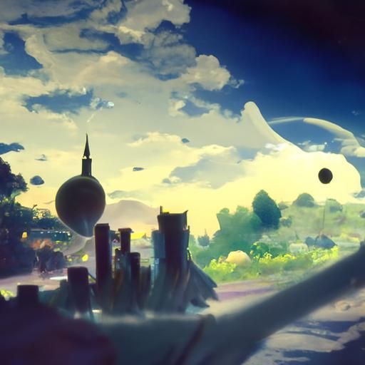 City on the moon with a moon