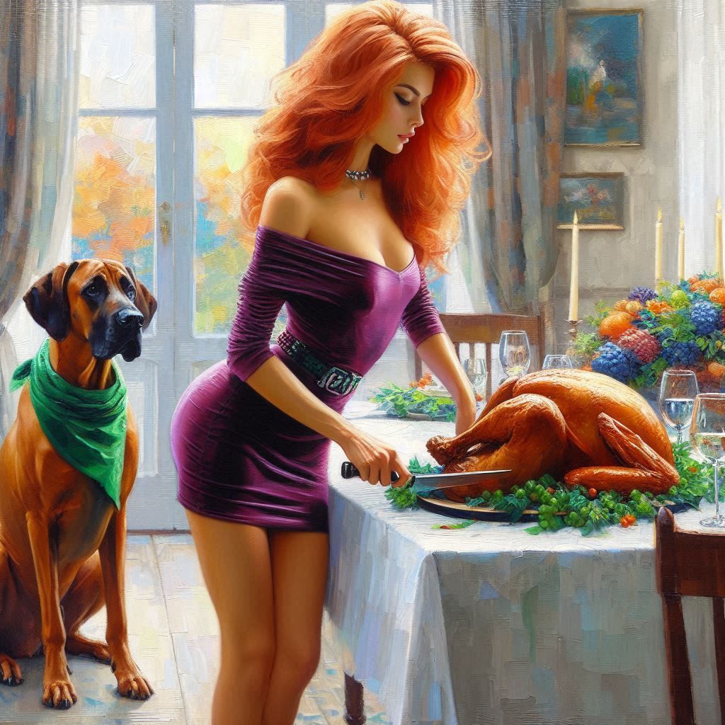 Despite Daphne's provocative attire, Scooby remained focused...