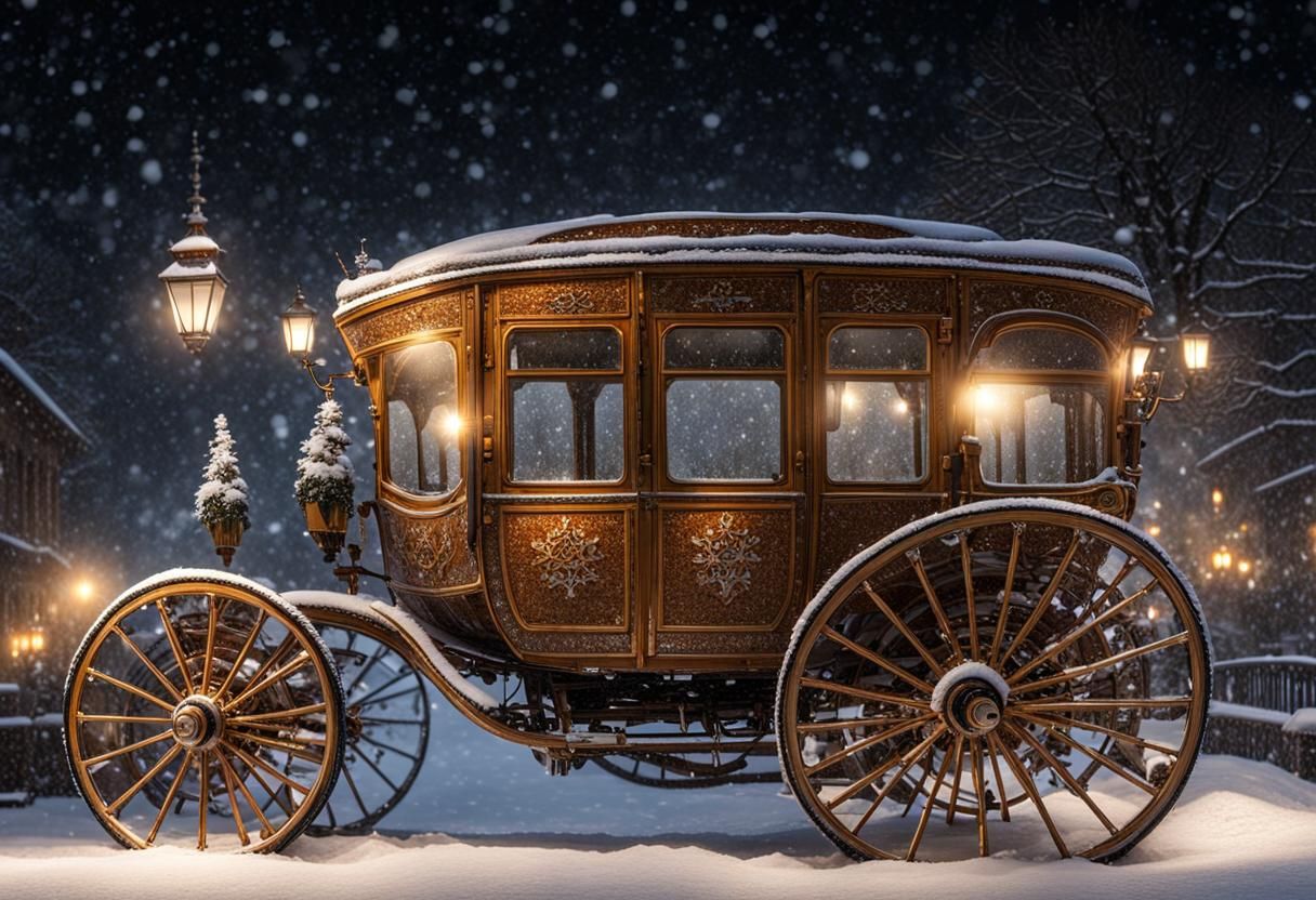 Winter Coach In Snow Intricate Details Hdr Beautifully Shot Hyperrealistic Sharp Focus 64 