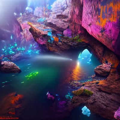 An underwater cave