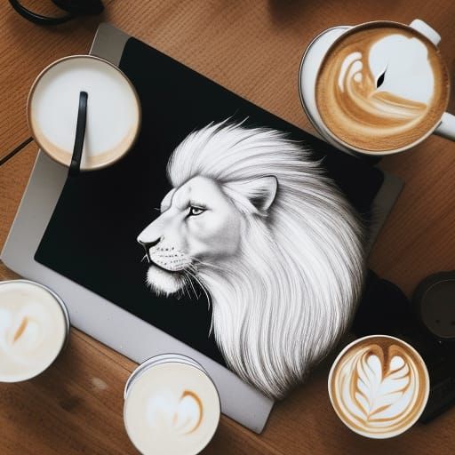Lion having coffee