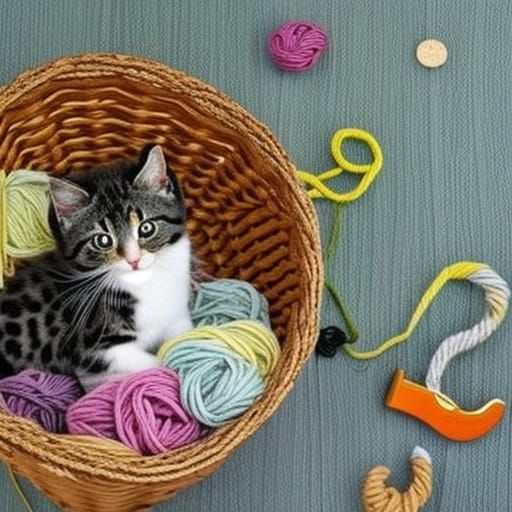 Kitten with yarn AI Generated Artwork NightCafe Creator