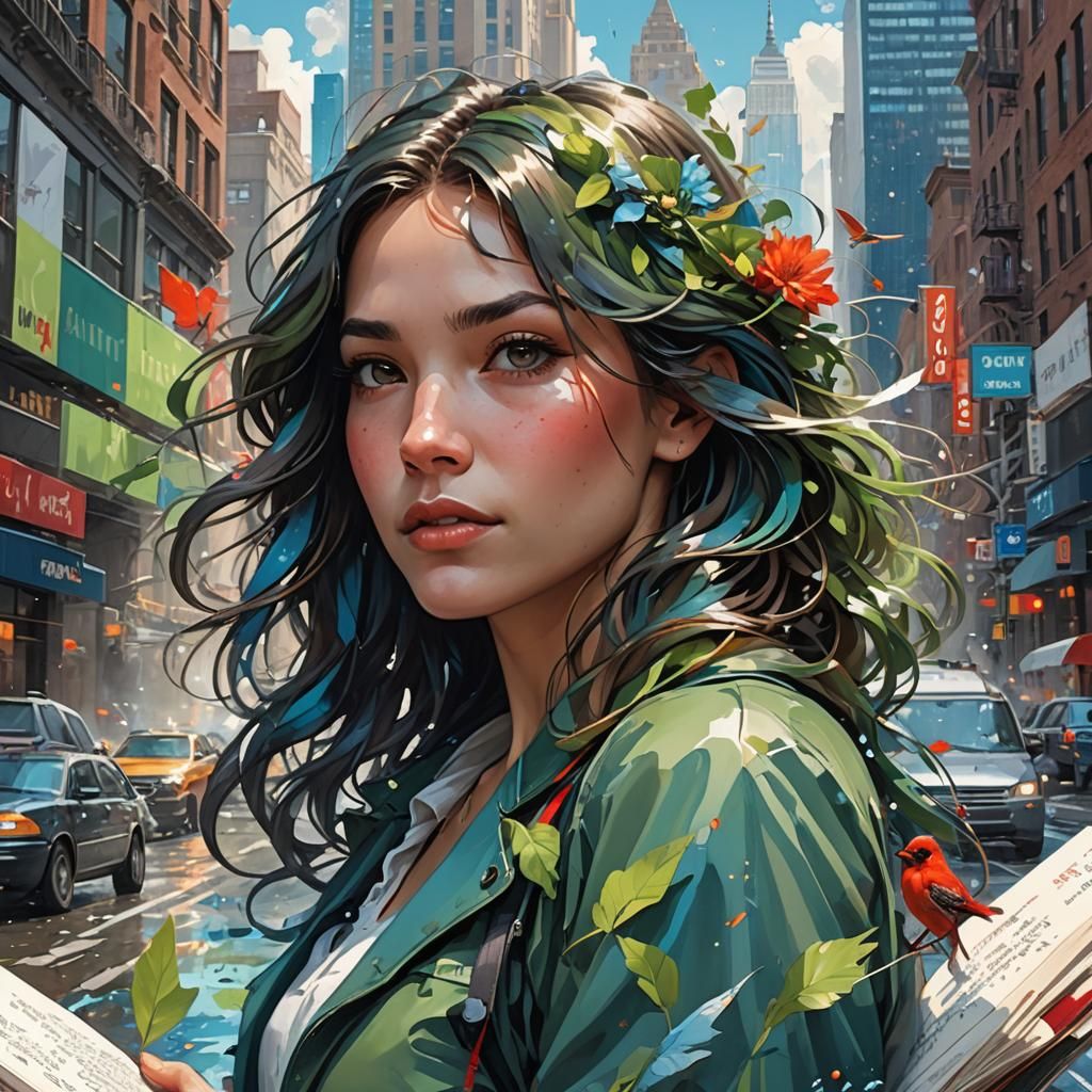 Journal with pages including all this words: Manhattan, Spri...