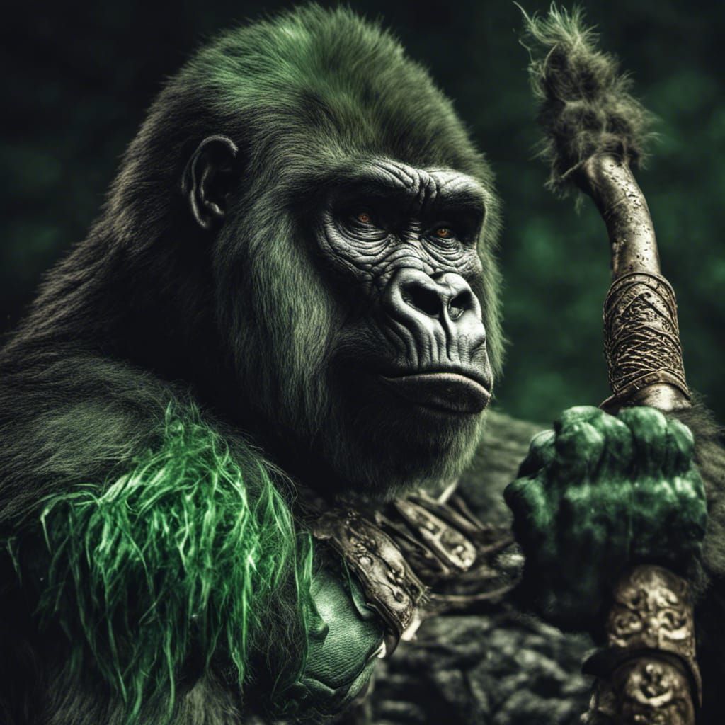 gorilla archer dressed in green