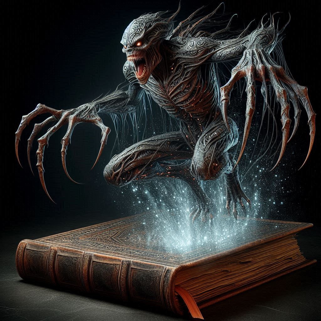 Conjured from a book of spells