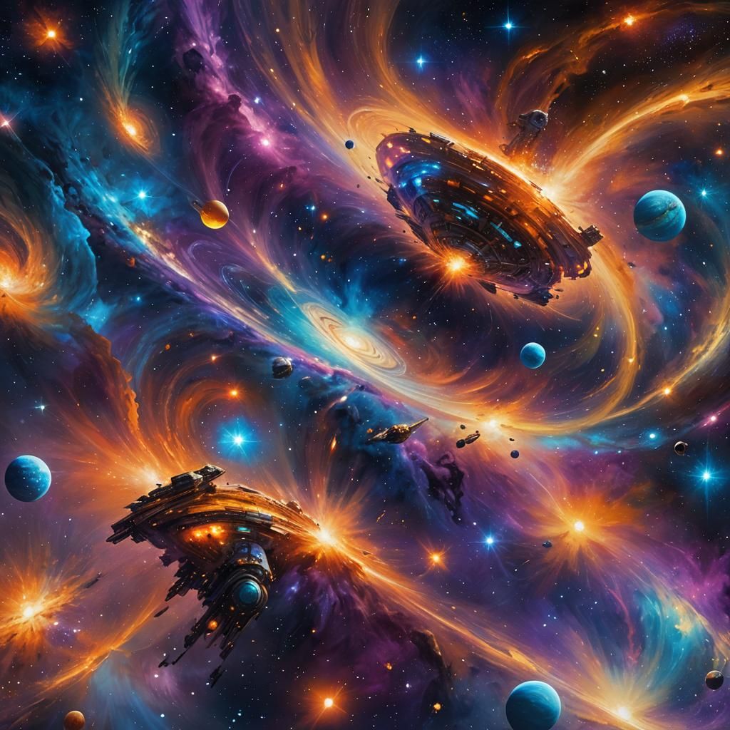 Stellar Galaxy Concept Art in Oil Painting Style