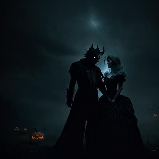 A spine-chilling, dimly lit, atmospheric photograph of ninte...