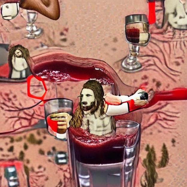 Jesus Christ drinking his own blood 