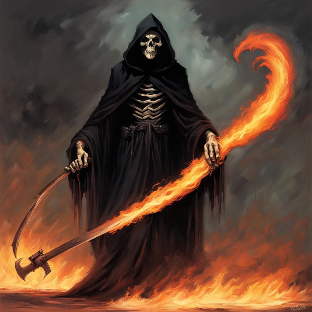 grim reaper on fire - AI Generated Artwork - NightCafe Creator