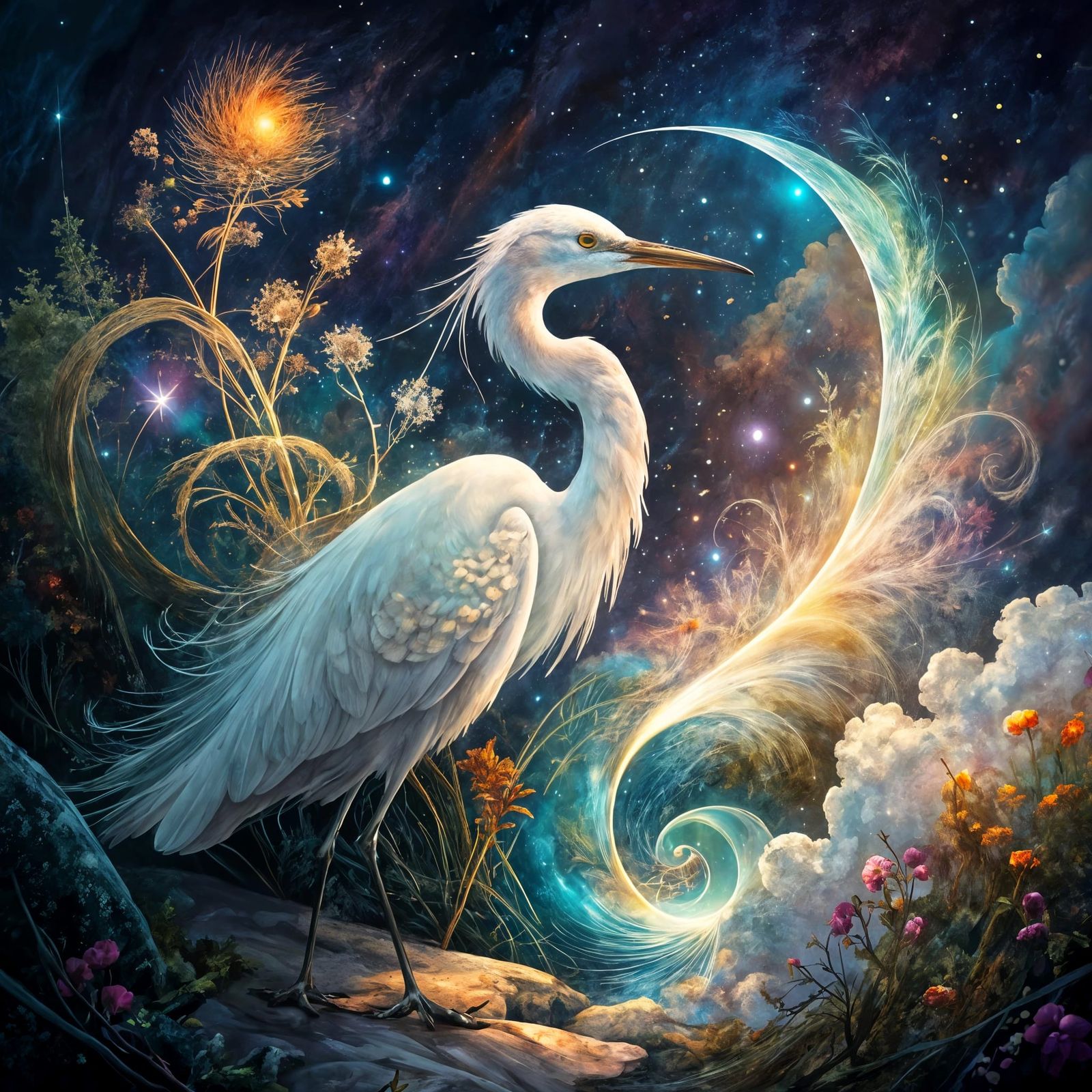 The Magical Egret Feather  by @Kimby