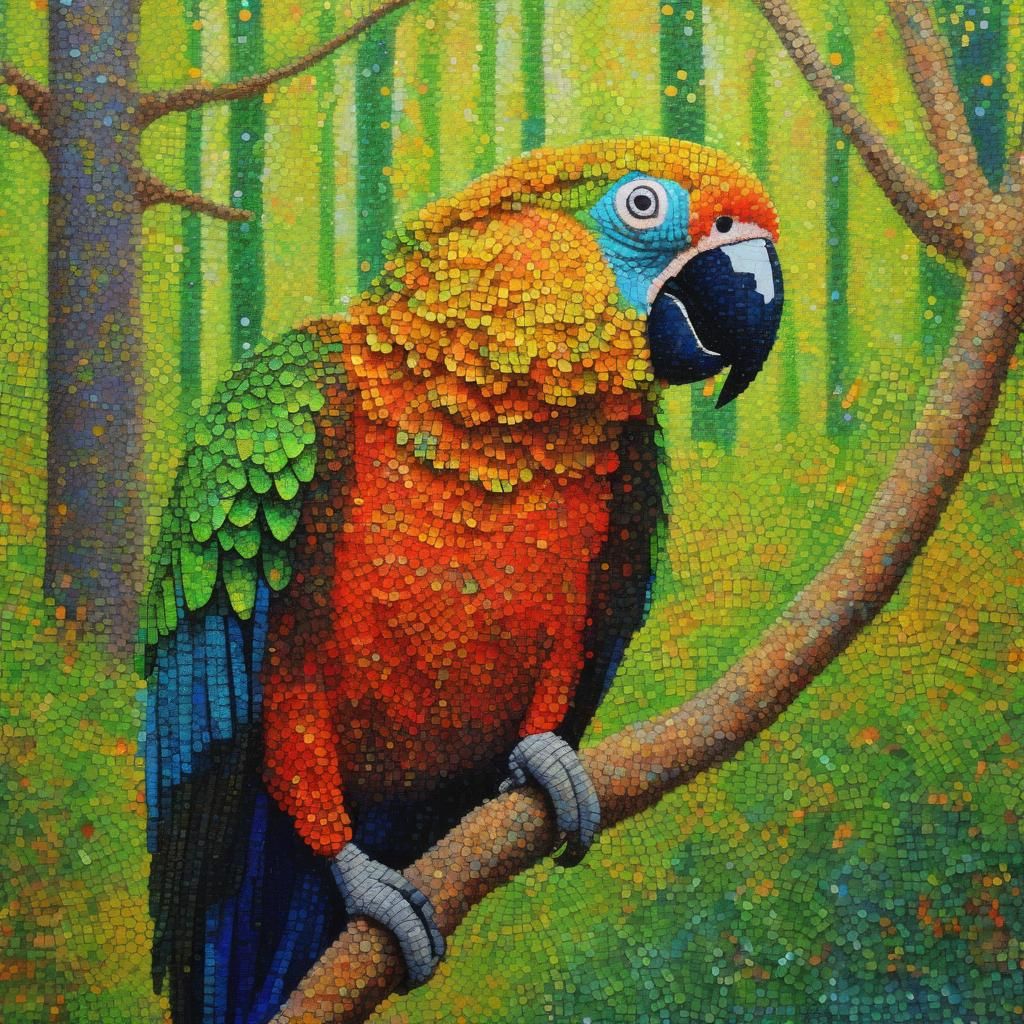 Parrot in Pointillism  by @Pakka77