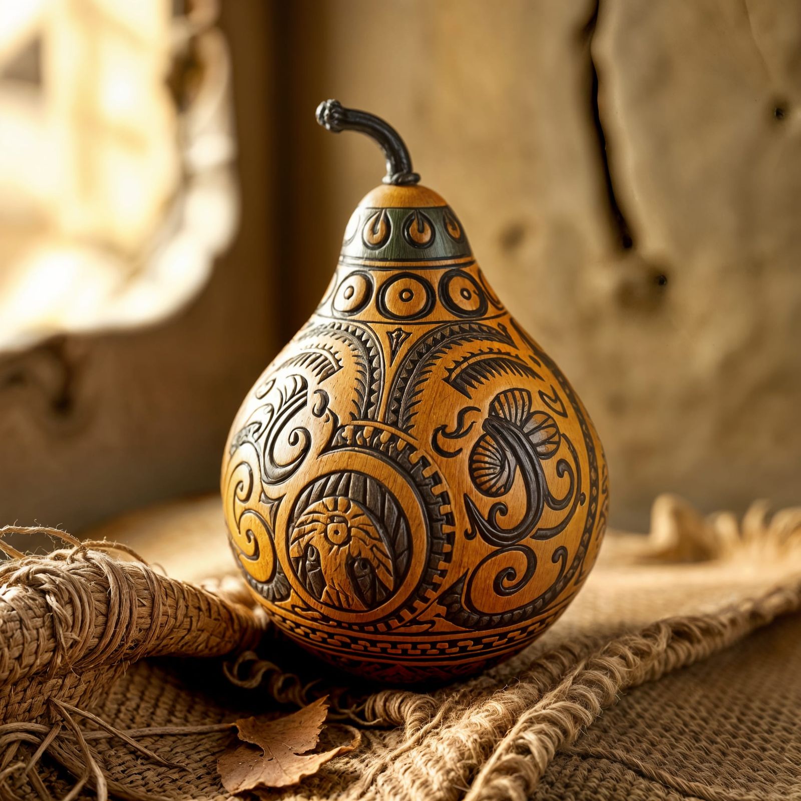 Carved Peruvian Gourd  by @Oblique Lens