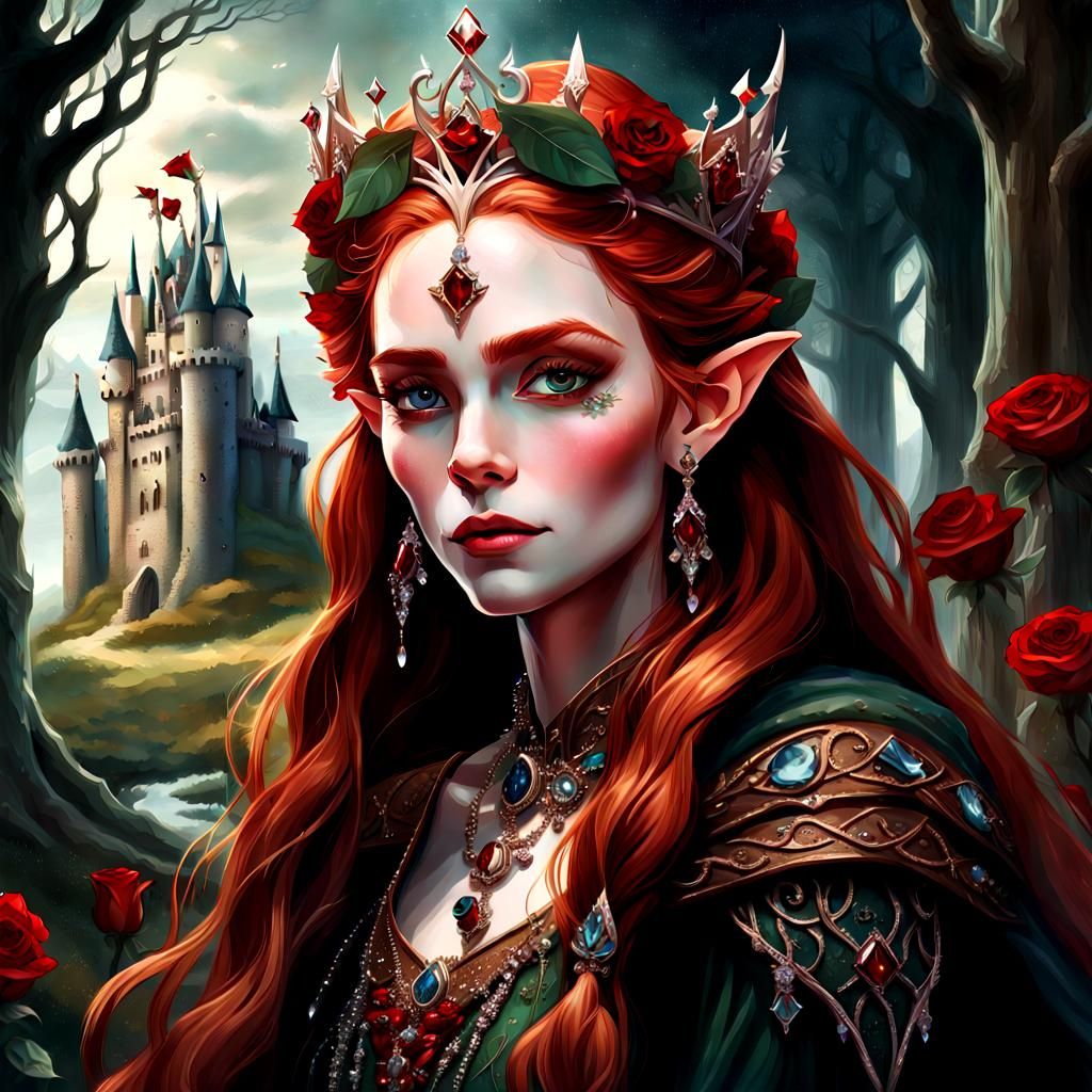 A Beautiful Elf Queen in Her Royal Garden - AI Generated Artwork ...