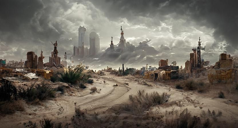 Post-apocalyptic Desert City - AI Generated Artwork - NightCafe Creator