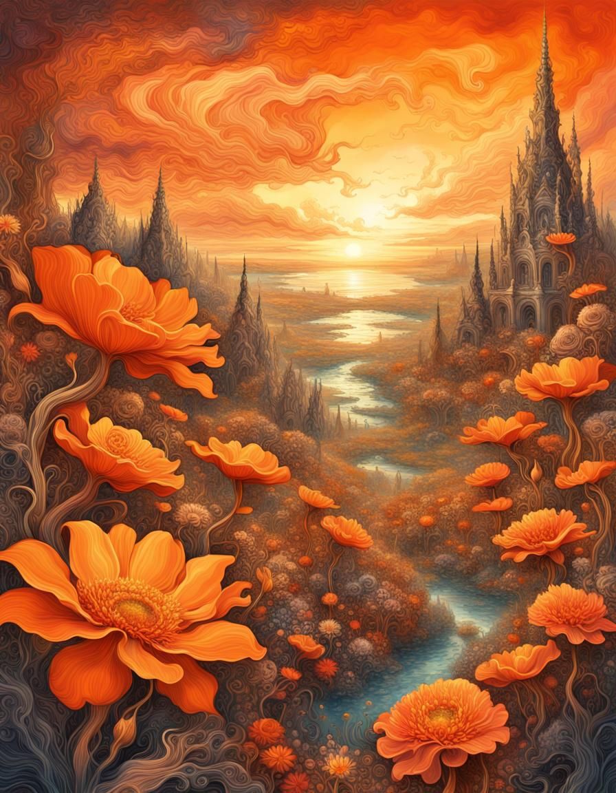 Orange Flower Field 