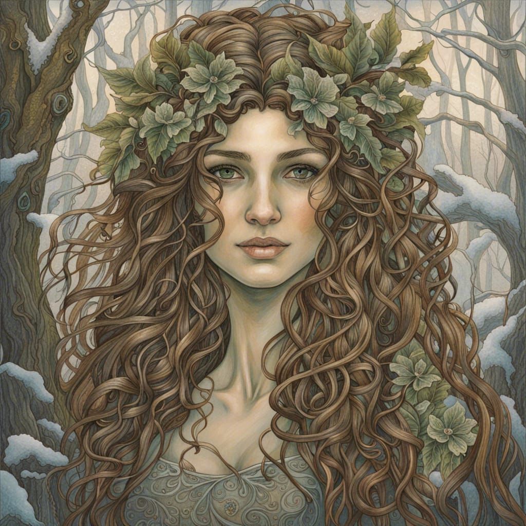 Winter Dryad, female - AI Generated Artwork - NightCafe Creator