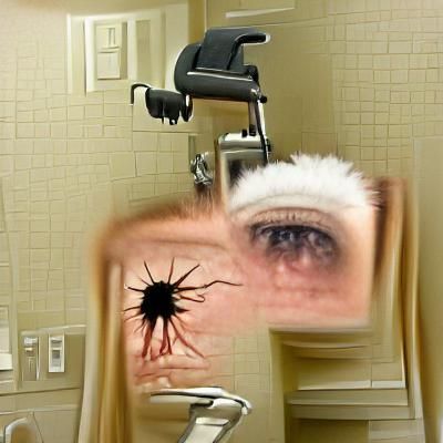 There's a spider crawling on the bathroom mirror right in fr...