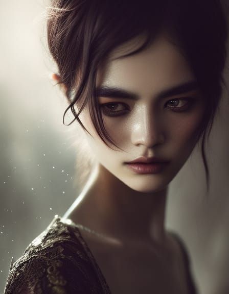 Magical Asian Sorceress Portrait in Vibrant Digital Art