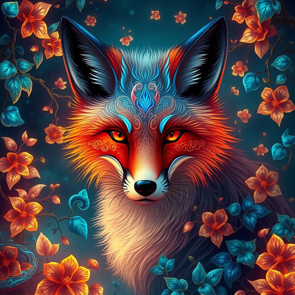 Luminescent Fox Portrait in High-Fantasy Style