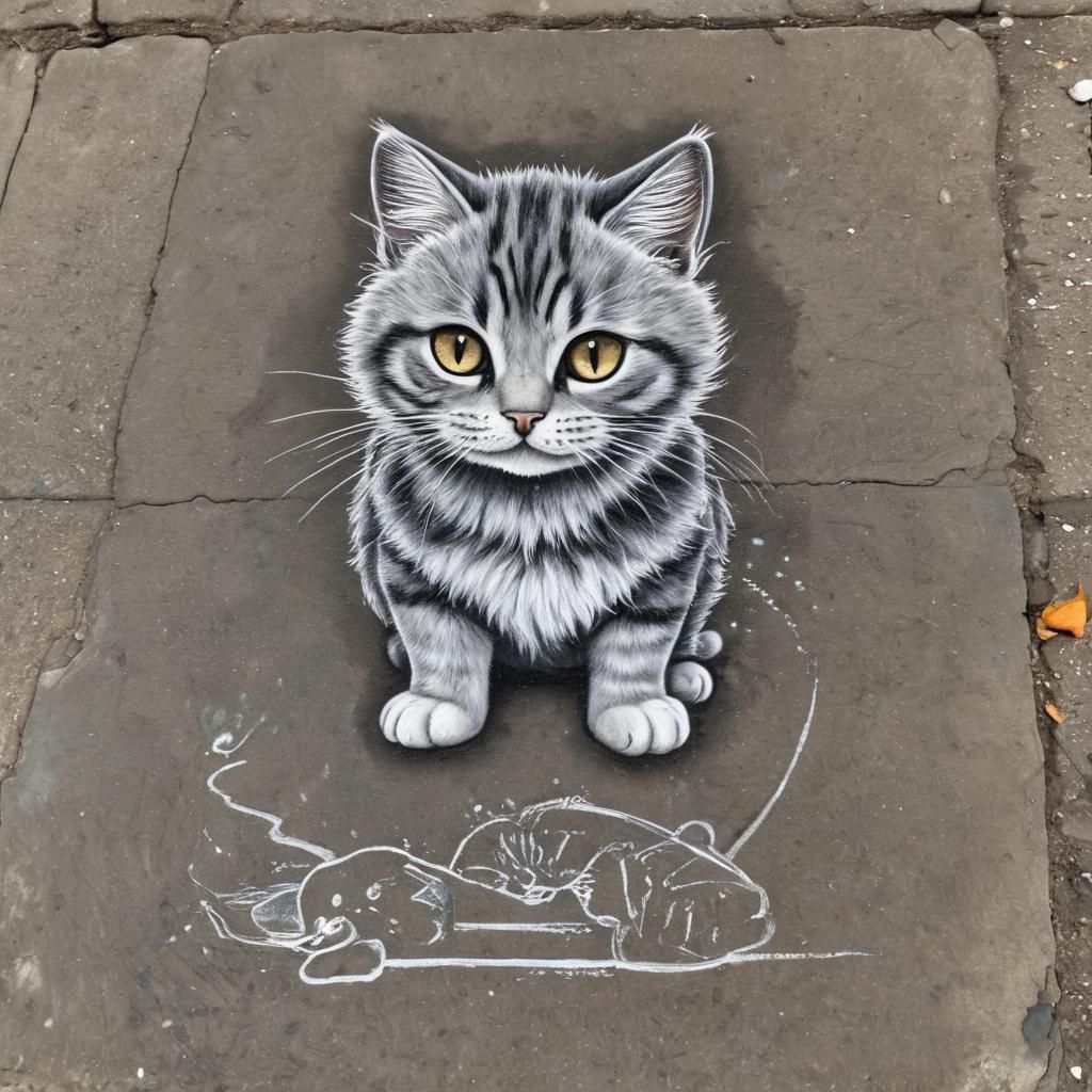 Chalk cat  by @undefined