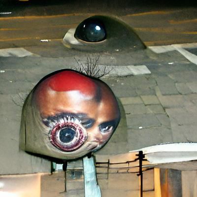 A person with a giant eyeball for a head