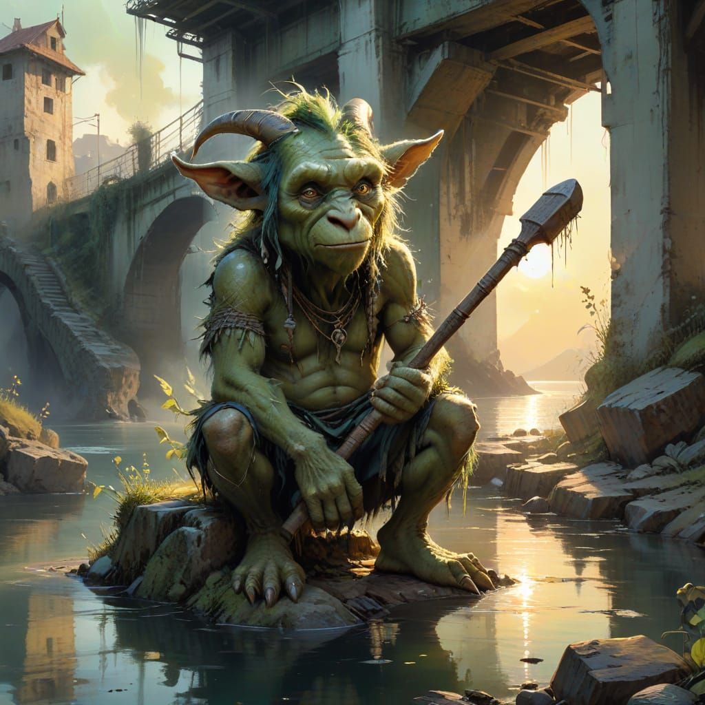 Green Troll hiding under a bridge   by @AntonioF