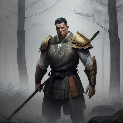 Father and Son Martial Arts in Ukiyo-e Style