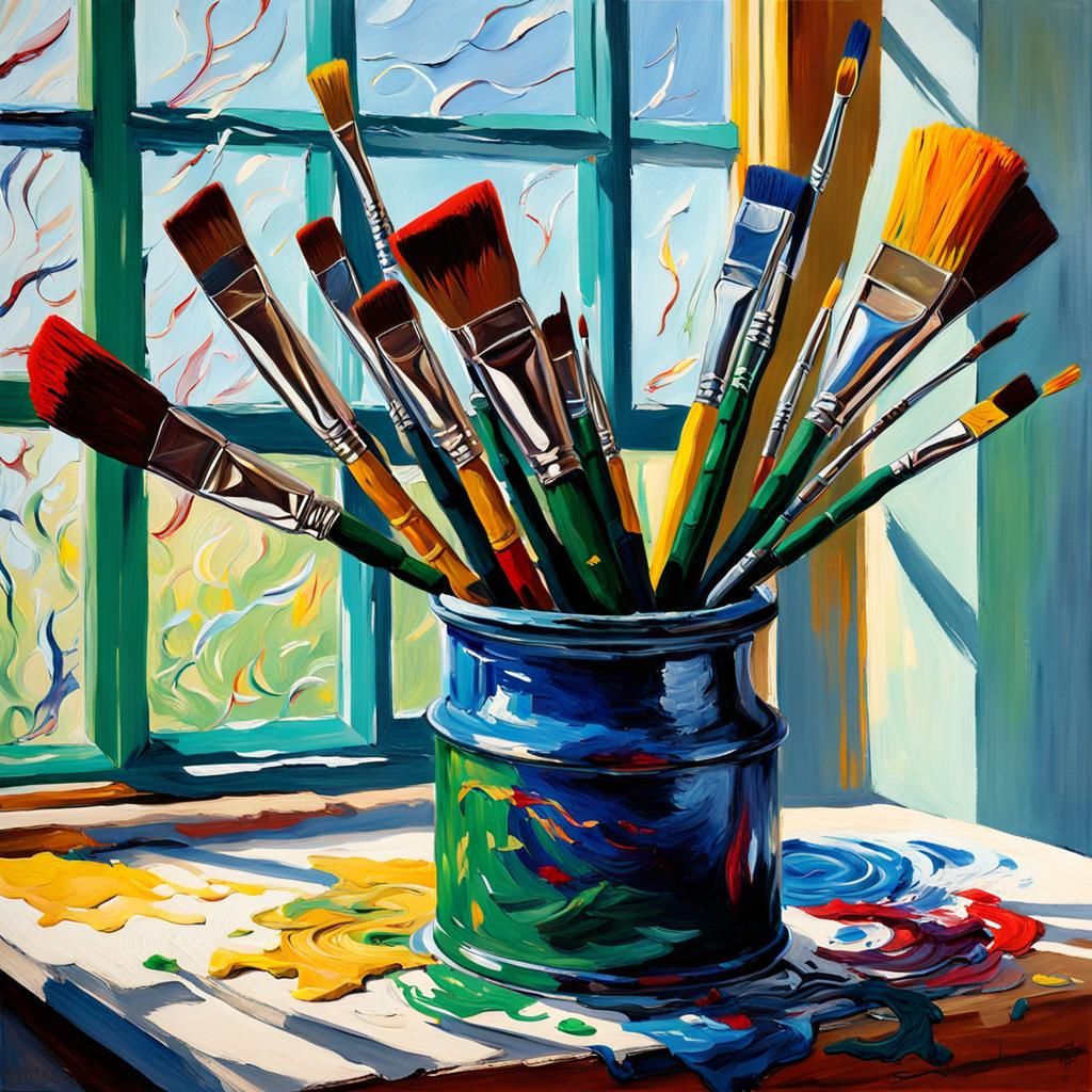 Dynamic Impressionist Art: Exploding Paintbox in Van Gogh St...
