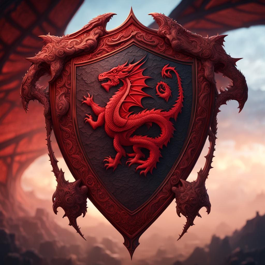 Luminescent Welsh Dragon shield  by @SplashWellyKid