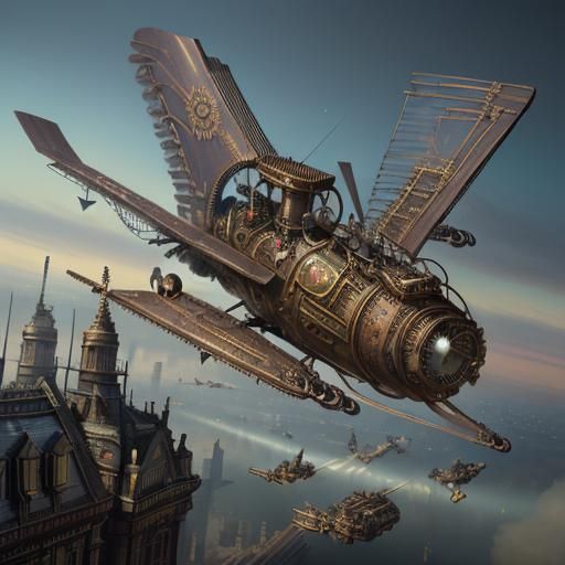 Steampunk Driven Plane - AI Generated Artwork - NightCafe Creator