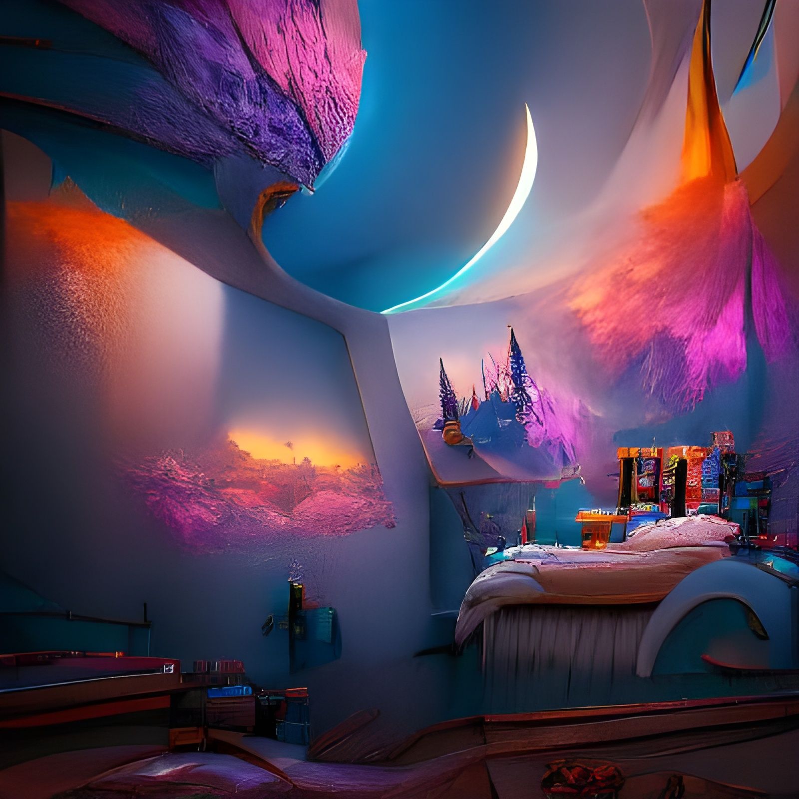 Dreamer's Bedroom 2 - AI Generated Artwork - NightCafe Creator