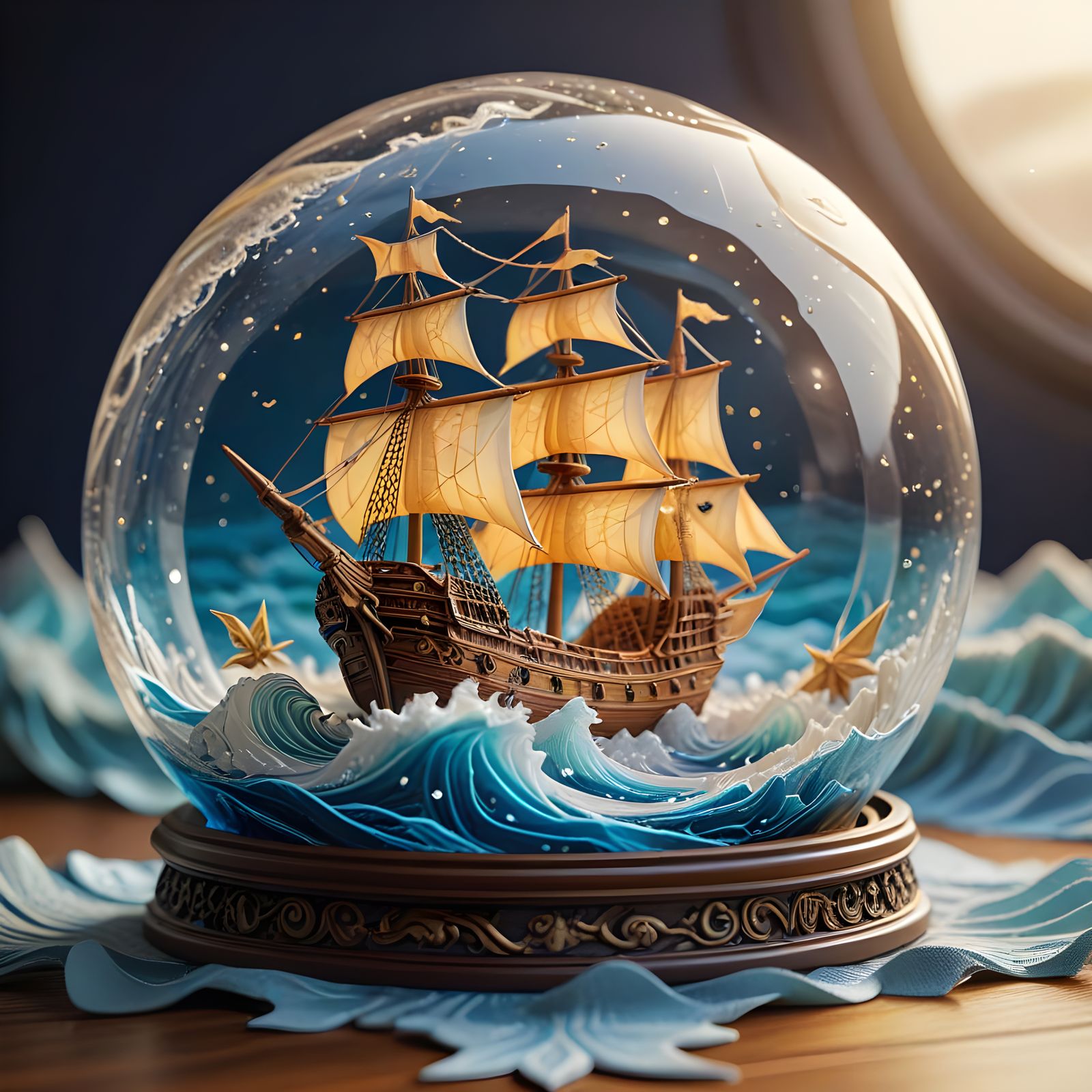 Glass Sphere Diorama in Golden Light
