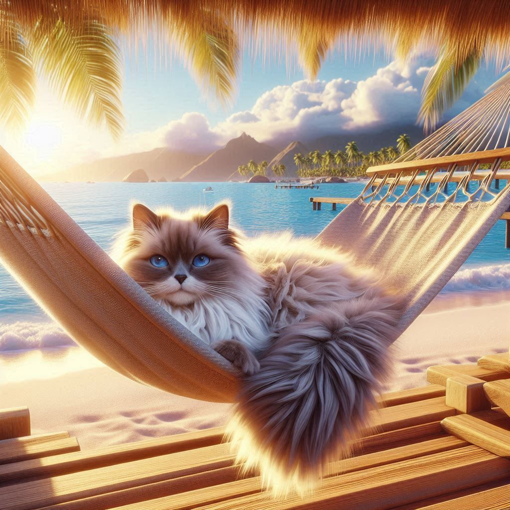 Ragdoll Cat on a Hammock