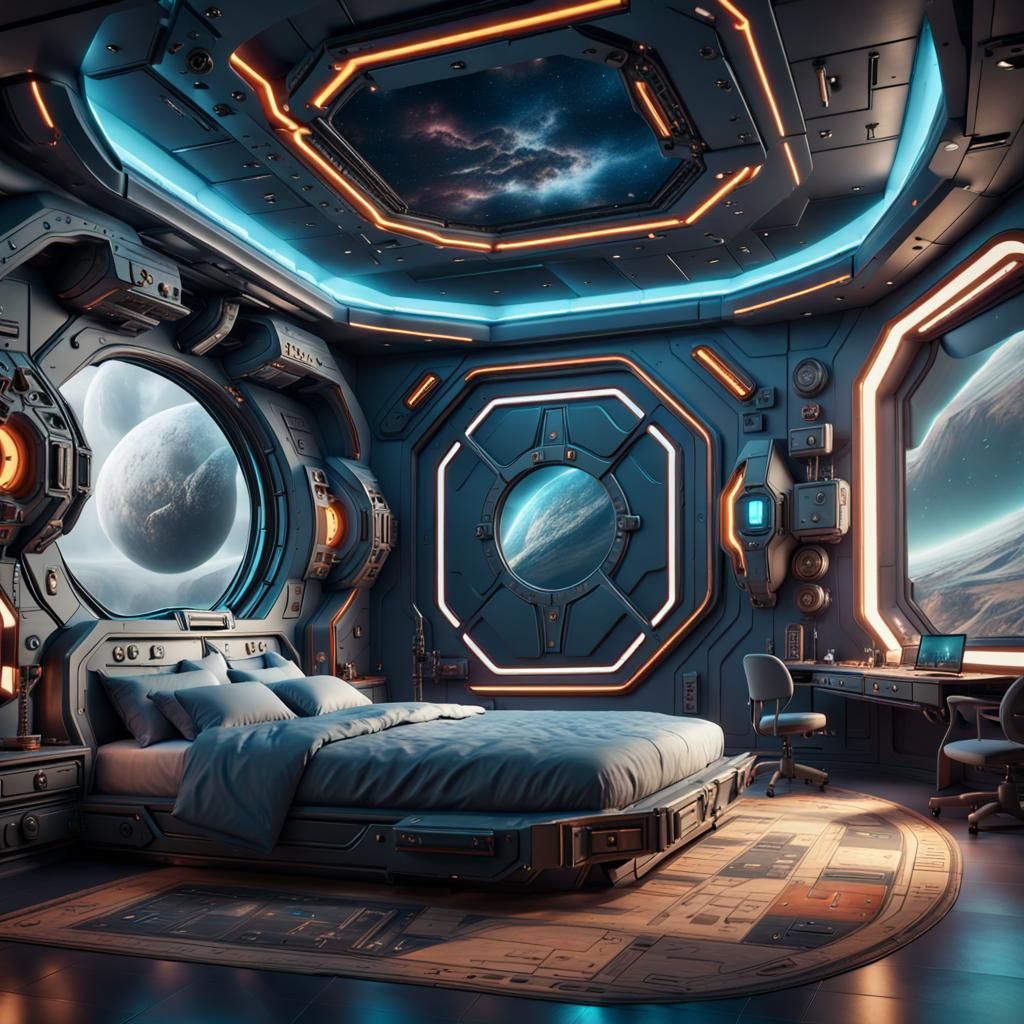 Futuristic spaceship bedroom   by @King Rain Phoenix Tilla 
