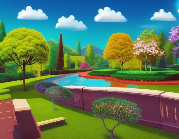 garden, trees