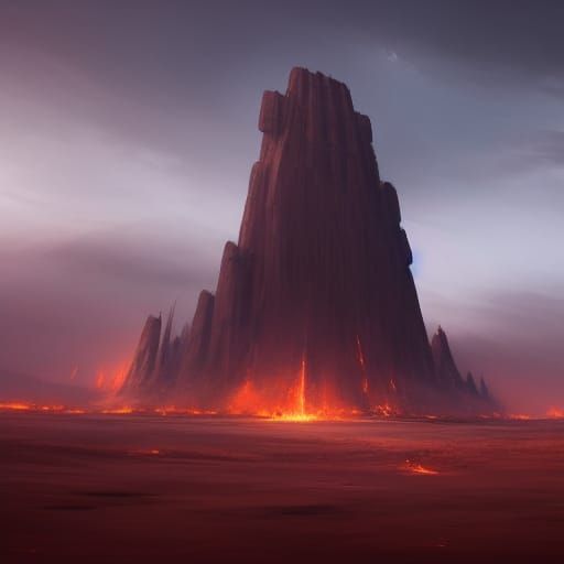 Monolith in the fire desert