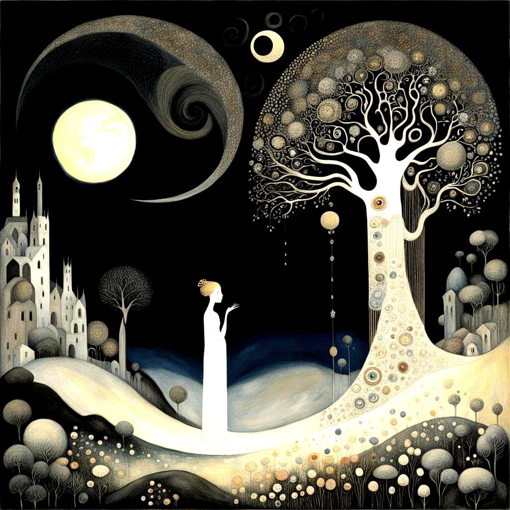 Monochromatic Inner World of consciousness weaves together archetypal dreams.  by @RobertoUno - InnerREALISM