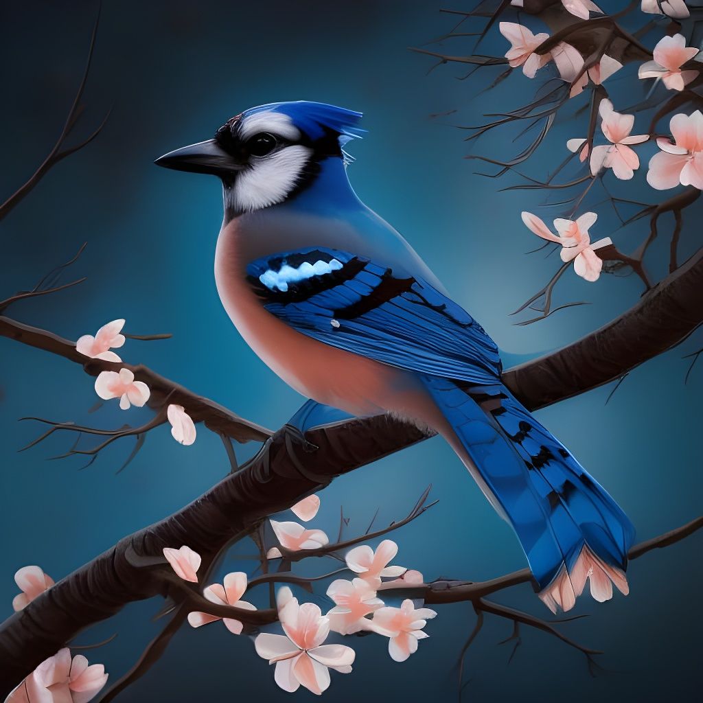 Blue Jay in a Sakura Tree 💙🌸  by @Saturn
