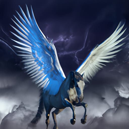 flying mythological majestic accurate Pegasus horse body with two large ...