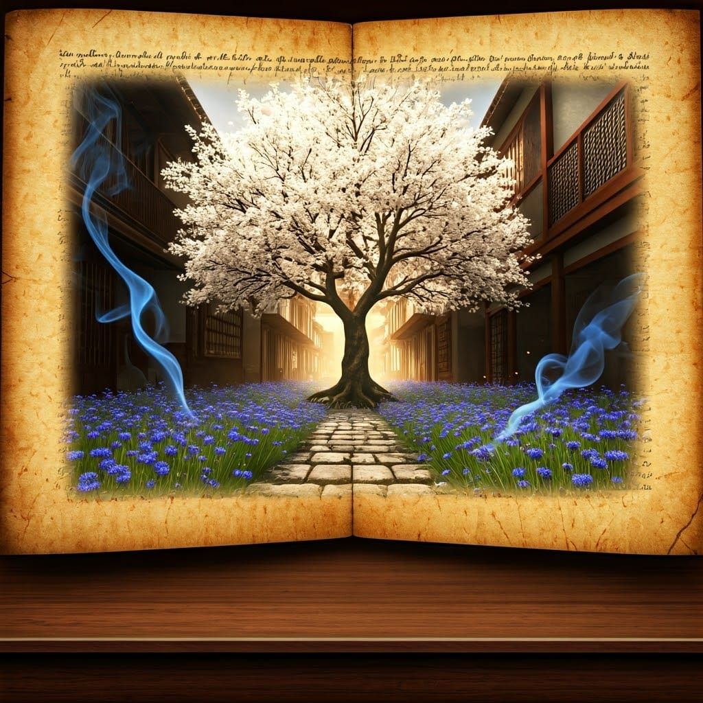 Sakura Tree in Elegant Antiquity, Hyper-Realistic 8K Art