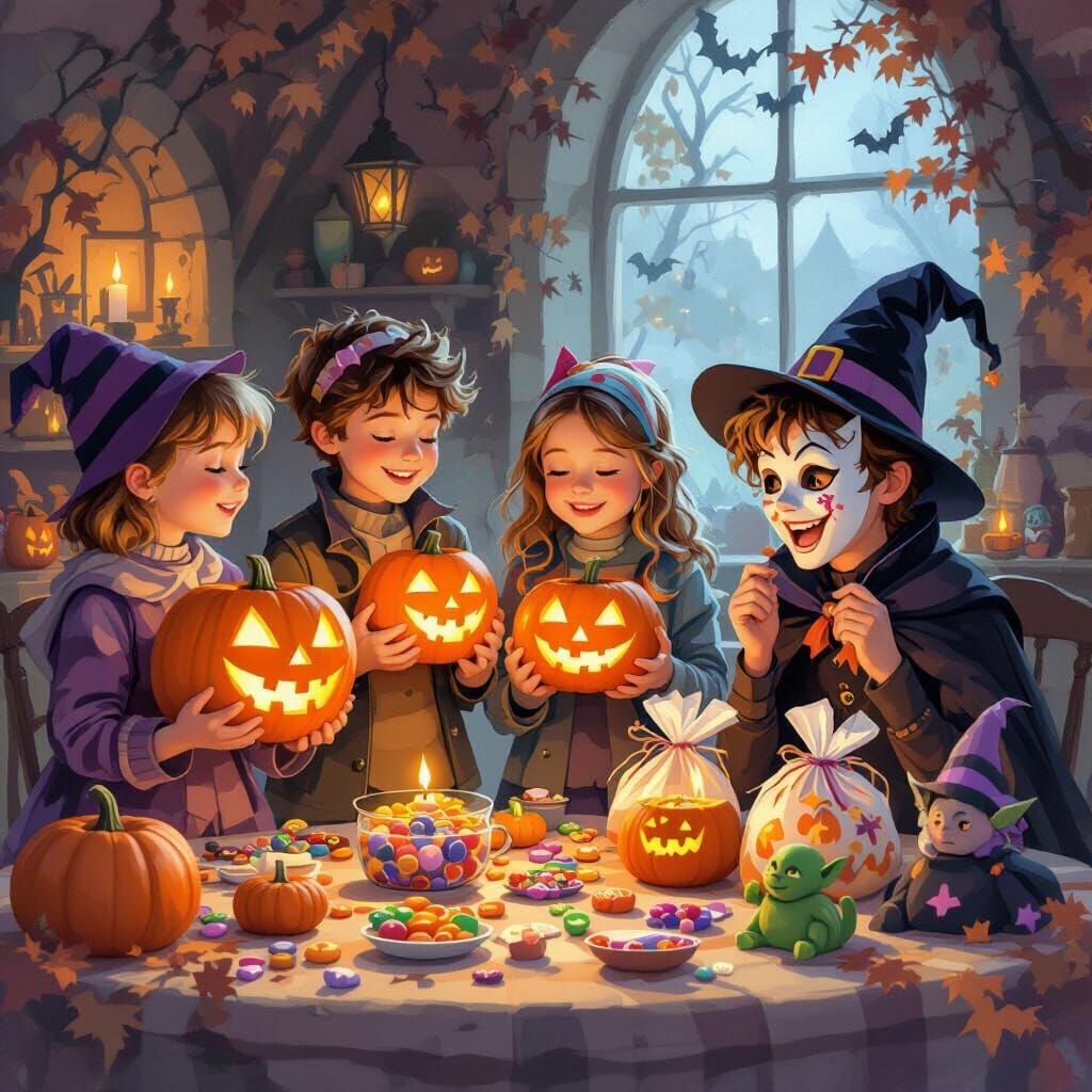 Joyful Halloween Celebration With Festive Items
