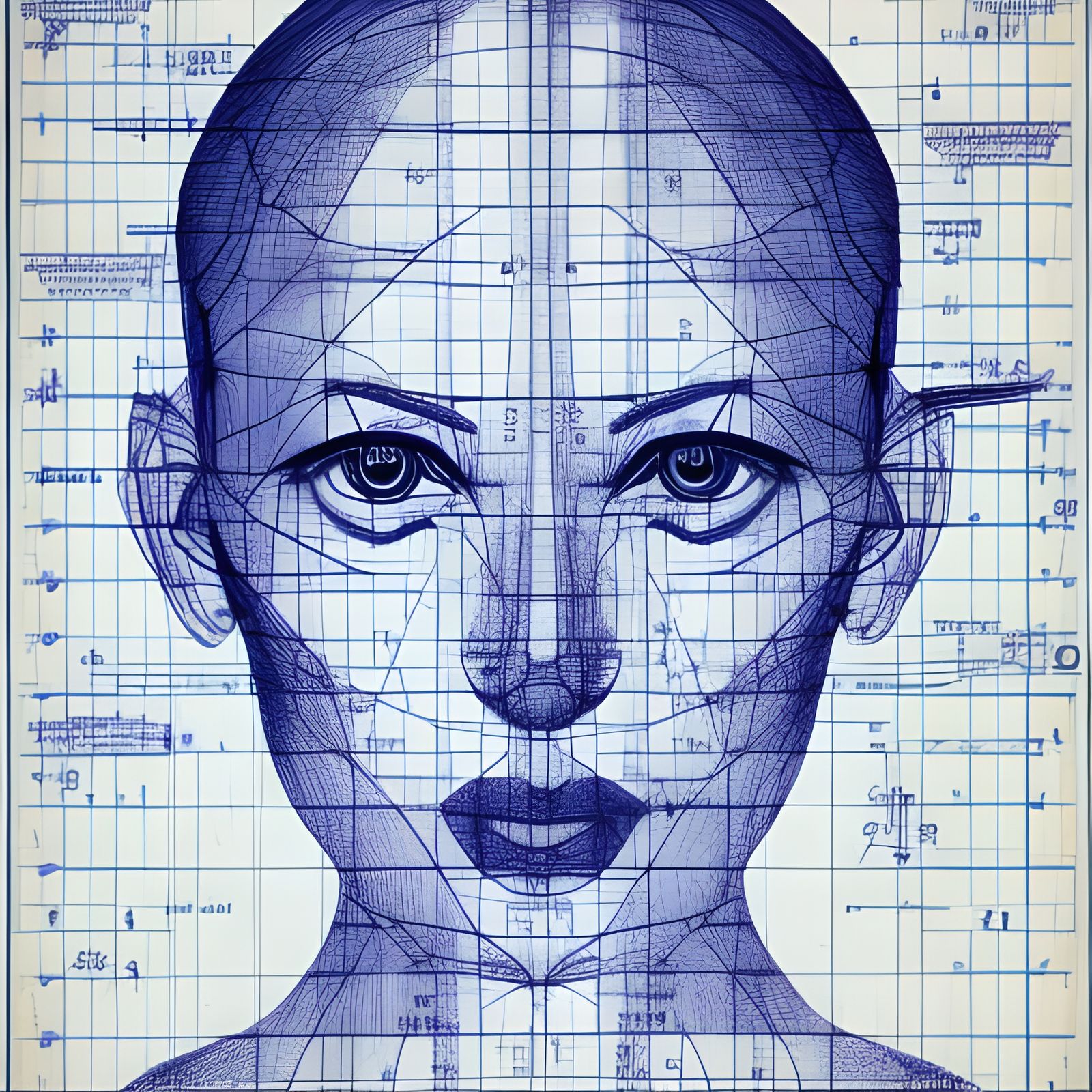 Details of a human face (blueprint) - AI Generated Artwork - NightCafe ...